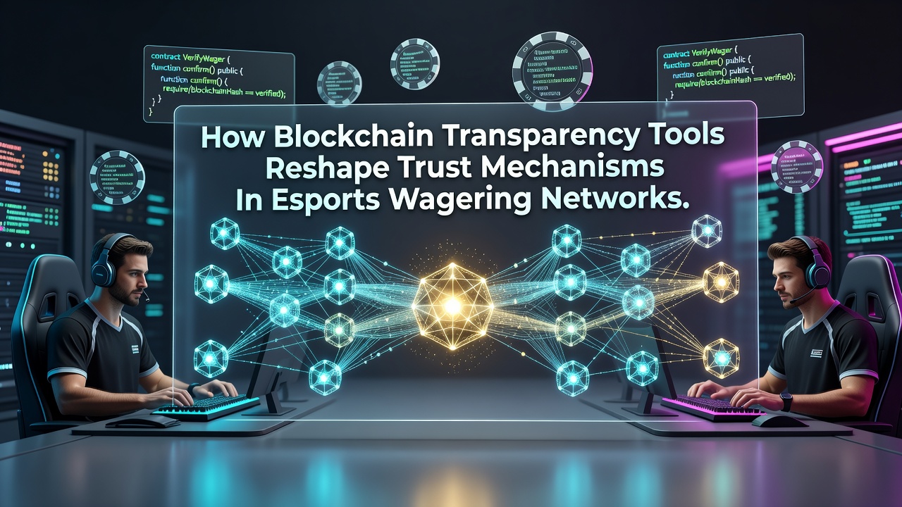 Blockchain network visualization showing transparent transaction flows in esports wagering platforms