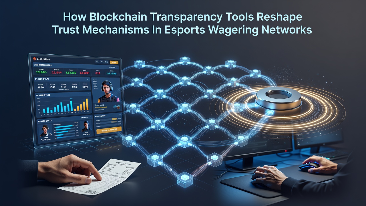Esports tournament interface displaying live blockchain-verified betting transactions and smart contract outcomes