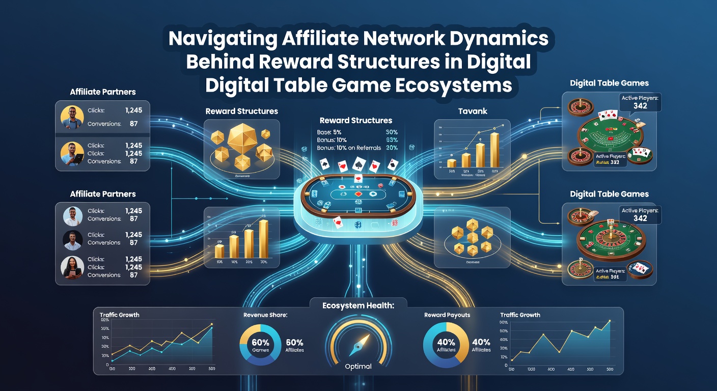Analytics interface displaying player retention curves and commission payouts for digital table game affiliates in May 2026