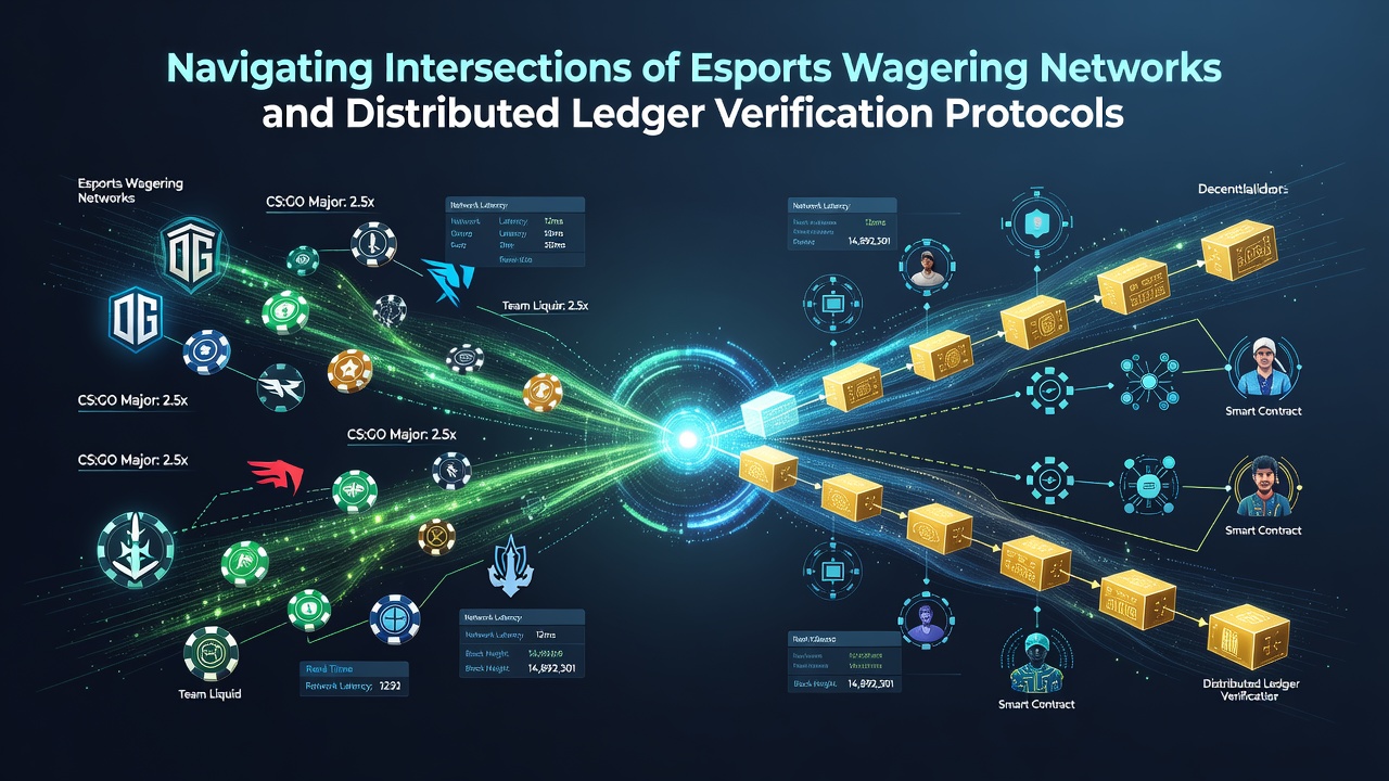 Diagram depicting cross-border data flows between esports tournaments and distributed ledger verification nodes